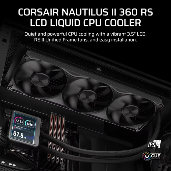 NAUTILUS_II_360_RS_LCD_BLK_02 CORSAIR Nautilus II 360 RS LCD 360mm Liquid CPU Cooler with FlowDrive 2S Pump and IPS Screen - CW-9061053-WW