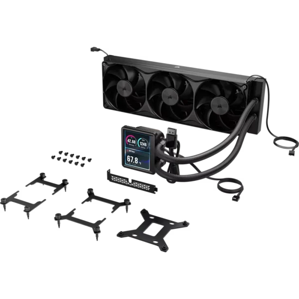 NAUTILUS_II_360_RS_LCD_BLK_10 CORSAIR Nautilus II 360 RS LCD 360mm Liquid CPU Cooler with FlowDrive 2S Pump and IPS Screen - CW-9061053-WW