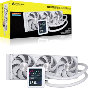 NAUTILUS_II_360_RS_LCD_WHT_09 CORSAIR NAUTILUS II 360 RS LCD White 360mm Liquid CPU Cooler with 3.5 Inch IPS Display - CW-9061054-WW