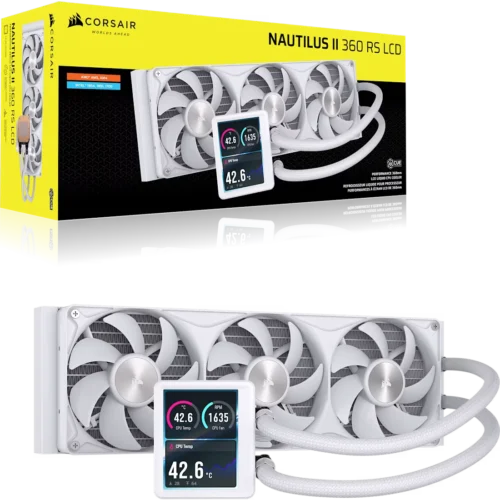 CORSAIR NAUTILUS II 360 RS LCD White 360mm Liquid CPU Cooler with 3.5 Inch IPS Display - CW-9061054-WW