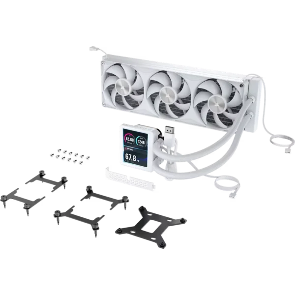 NAUTILUS_II_360_RS_LCD_WHT_10 CORSAIR NAUTILUS II 360 RS LCD White 360mm Liquid CPU Cooler with 3.5 Inch IPS Display - CW-9061054-WW