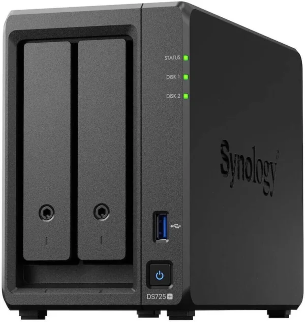 e34718b40dc9dcd3d1fad0609c0fc10d-hi SYNOLOGY - DISKSTATION 2-BAY NAS - AMD RYZEN R1600 - 4GB NON-ECC RAM - 2.5GbE - DS725NEO+