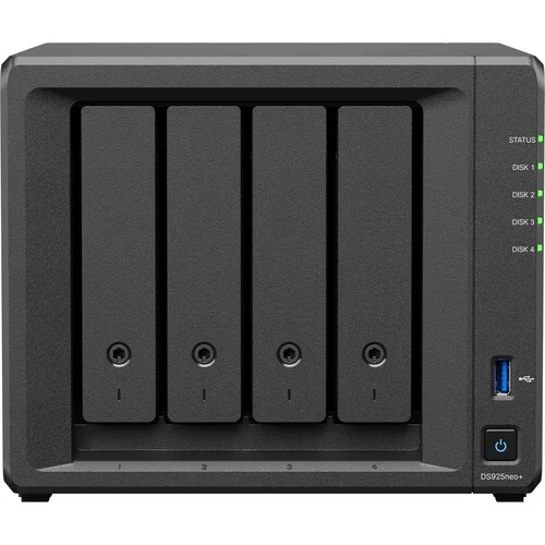 SYNOLOGY - DISKSTATION 4-BAY NAS - AMD RYZEN V1500B - 4GB NON-ECC RAM - 2.5GbE - DS925NEO+