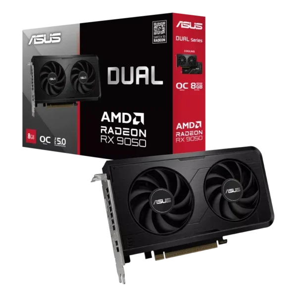 ASUS Dual AMD Radeon RX 9050 OC Edition 8GB GDDR6 HDMI 2.1 DP 2.1a Graphic Card - DUAL-RX9050-O8G