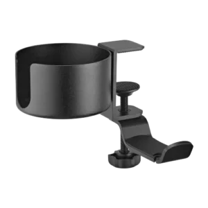 65488e22327ffa0002bf9ec3 LUMIVIDA Clamp-On Universal Headphone Holder with Cup Holder and 360 Degree Rotatable Hook - HPS01-9A