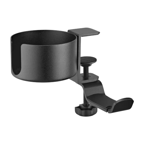 LUMIVIDA Clamp-On Universal Headphone Holder with Cup Holder and 360 Degree Rotatable Hook - HPS01-9A
