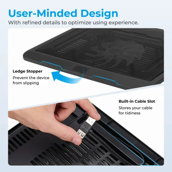 LUMIVIDA Standard Laptop Cooling Stand with Dual USB Ports and Height Adjustment for 10 to 15 Inch Laptops - LCS03-1