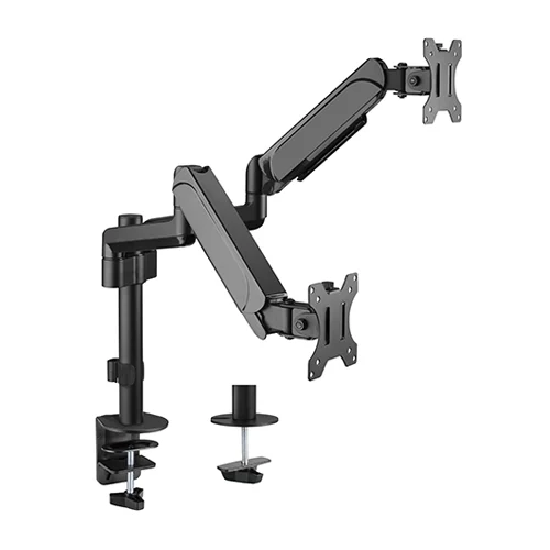 LUMIVIDA Dual Monitor Pole-Mounted Gas Spring Desk Mount for 17-32" Displays Matte Black - LDT48-C024