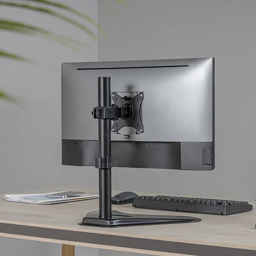 LUMIVIDA Freestanding Single Monitor Steel Articulating Mount for 17-32" Displays, Matte Black - LDT66-T01