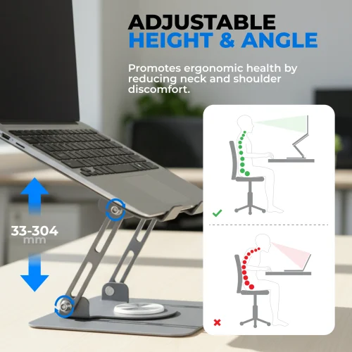68c919ba5a476a49999b9824 BRATECK 360 Degree Rotating Foldable Laptop Riser Stand and Desk Holder for 11 to 17 Inch Laptops - LPS01-4