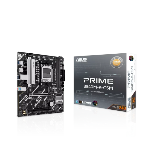 fwebp ASUS Micro-ATX AMD B840 DDR5 AM5 Motherboard with PCIe 4.0 & 2.5Gb Ethernet - PRIME B840M-K-CSM