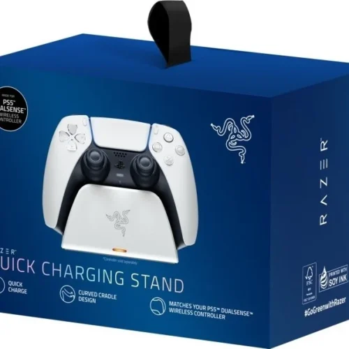 Razer Quick Charging Stand for PlayStation 5 - White DualSense Controller Fast Charger - RC21-01900100-R3M1