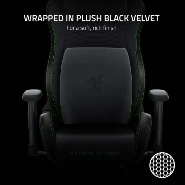 Razer Lumbar Cushion - Memory Foam Gaming Chair Lower Back Support Cushion - Black Velvet - RC81-03830101-R3M1