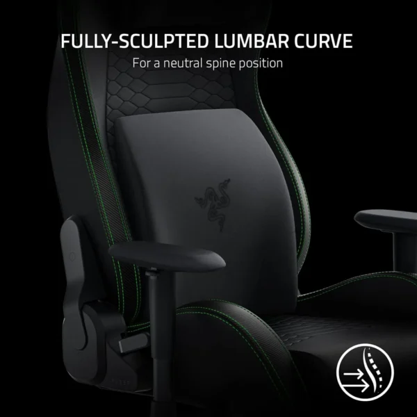 Razer Lumbar Cushion - Memory Foam Gaming Chair Lower Back Support Cushion - Black Velvet - RC81-03830101-R3M1
