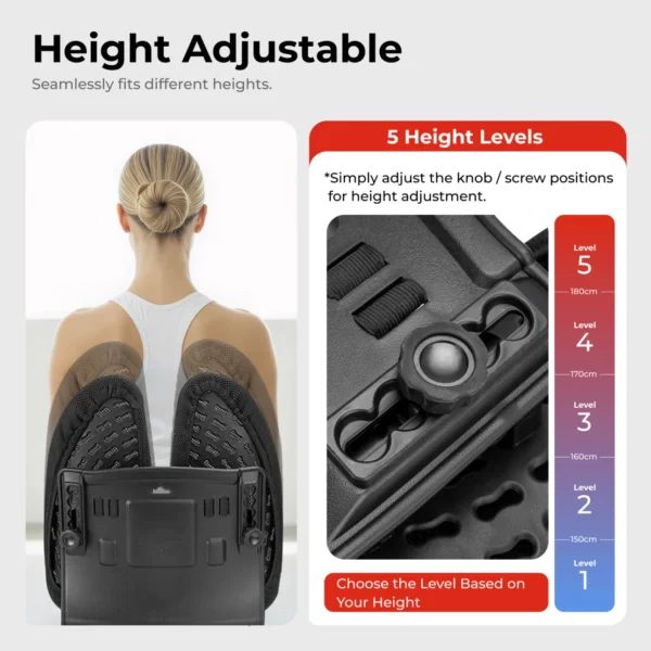 LUMIVIDA Ergonomic Lumbar Support Cushion with Breathable Mesh Cover and PP Cotton Filling for Back Pain Relief - RLC03-1