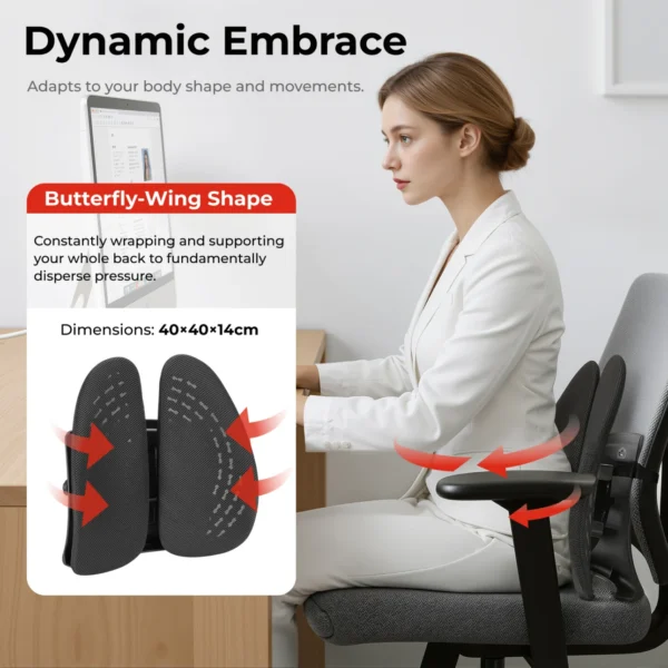 LUMIVIDA Ergonomic Lumbar Support Cushion with Breathable Mesh Cover and PP Cotton Filling for Back Pain Relief - RLC03-1