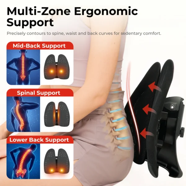LUMIVIDA Ergonomic Lumbar Support Cushion with Breathable Mesh Cover and PP Cotton Filling for Back Pain Relief - RLC03-1