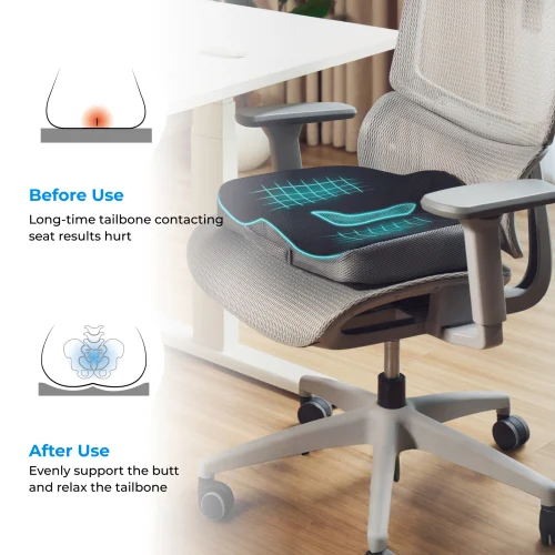 690abeccd839255ef3447f59 LUMIVIDA Orthopedic Tailbone Memory Foam Seat Cushion with Anti-Slip Bottom and Washable Cover - RSC01-1